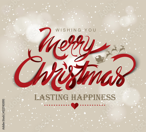 Christmas Greeting Card. Merry Christmas lettering, vector illustration