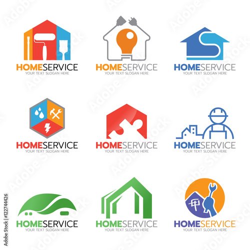 Home service and repair logo vector illustration set design
