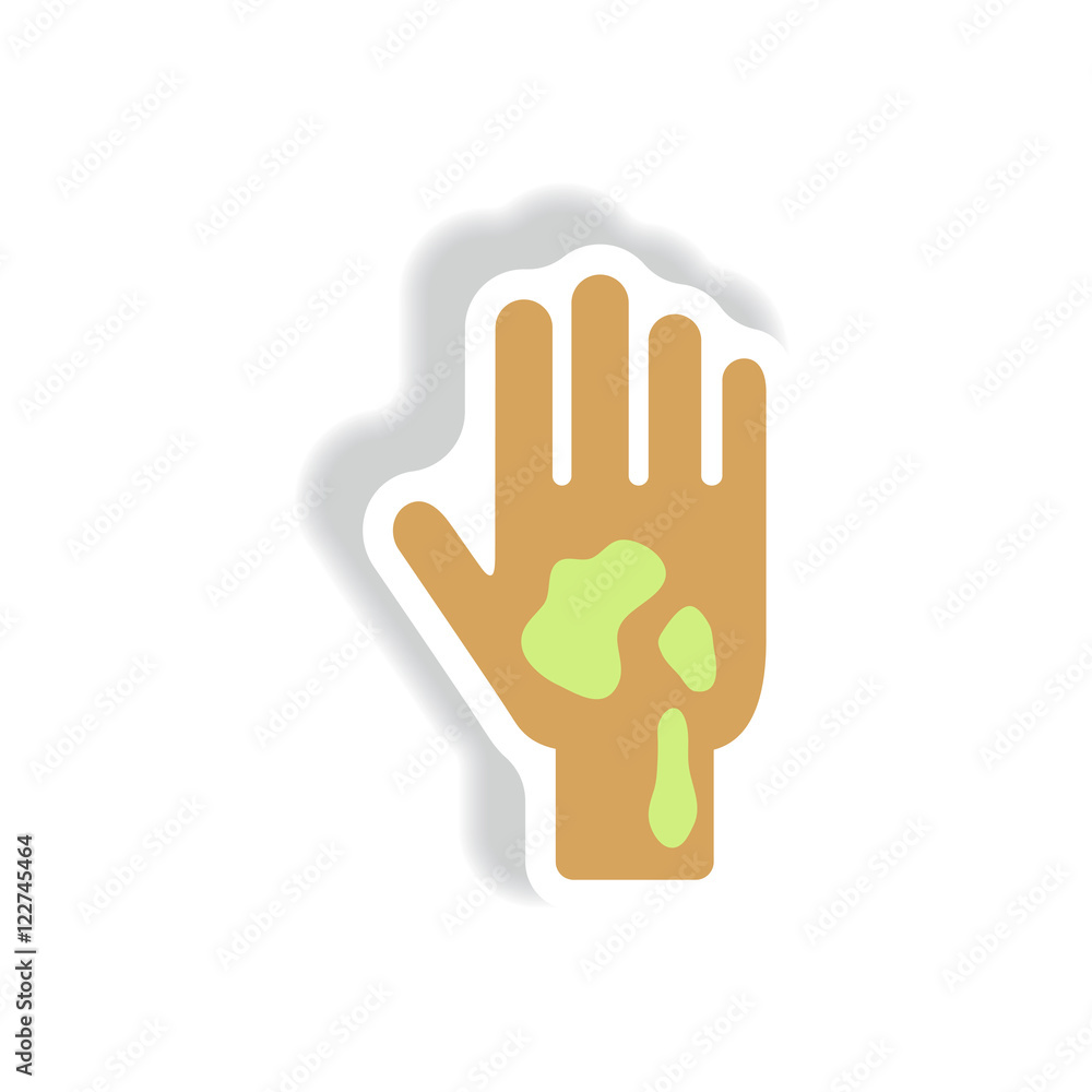 Vector paper sticker various symptoms of Malaria on the human