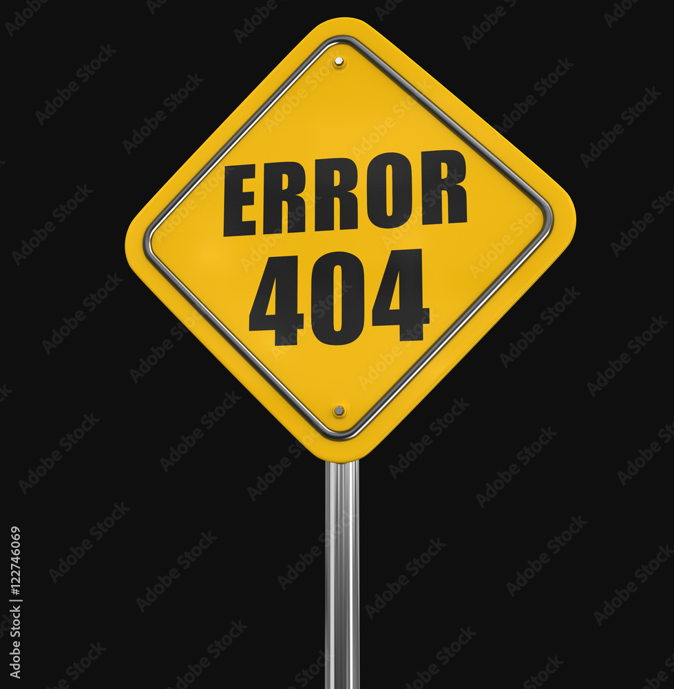 Error 404 road sign. Image with clipping path
