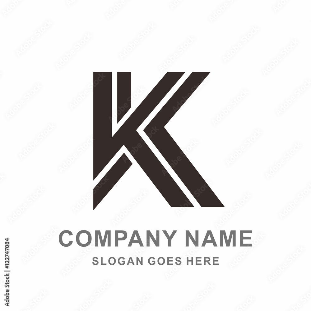 Monogram Letter K Double Strips Vector Logo Design Template Monogram Letter K Double Strips Vector Logo Design Template