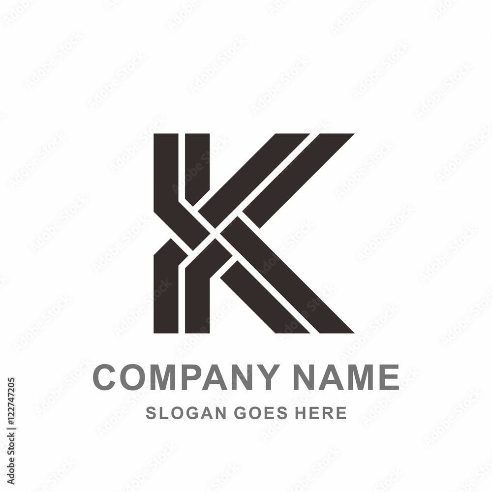 Monogram Letter K Double Strips Vector Logo Design Template Monogram Letter K Double Strips Vector Logo Design Template