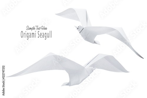 Origami paper seagull bird