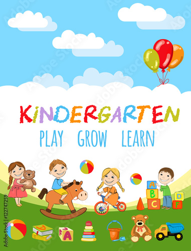 Fototapeta Naklejka Na Ścianę i Meble -  Kindergarten Play and learn poster