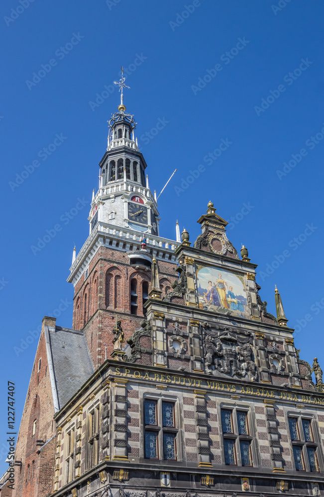 Facade and tower of the weigh house in Alkmaar