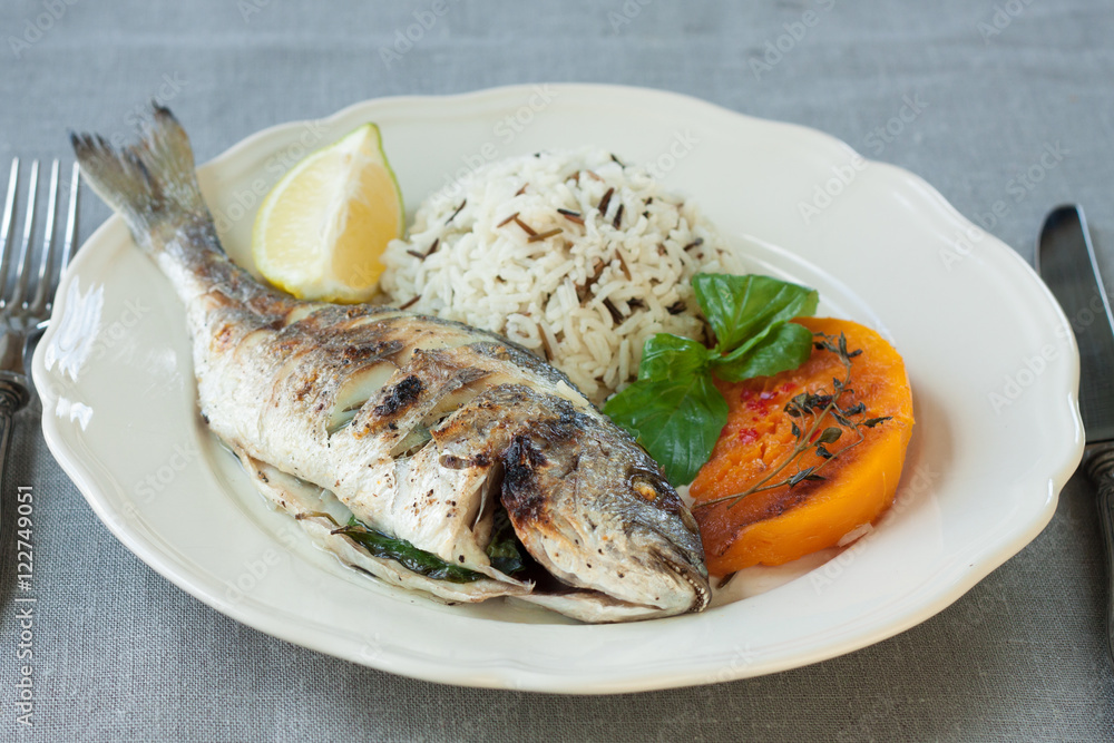 Dorado with rice and pumpkin Dorado with rice and pumpkin