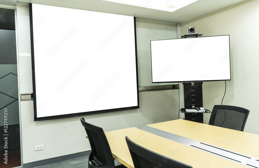 A User Reports That The Projector In The Conference Room meeting room with projector and video conference Stock Photo | Adobe Stock