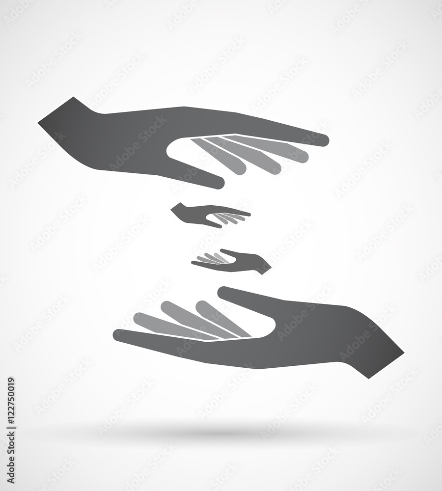 Obraz premium Isolated pair of hands protecting or giving two hands giving an
