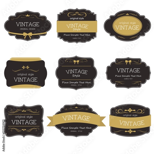 Set of vintage style label element. Vintage ornament.
