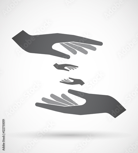 Isolated pair of hands protecting or giving  two hands giving an