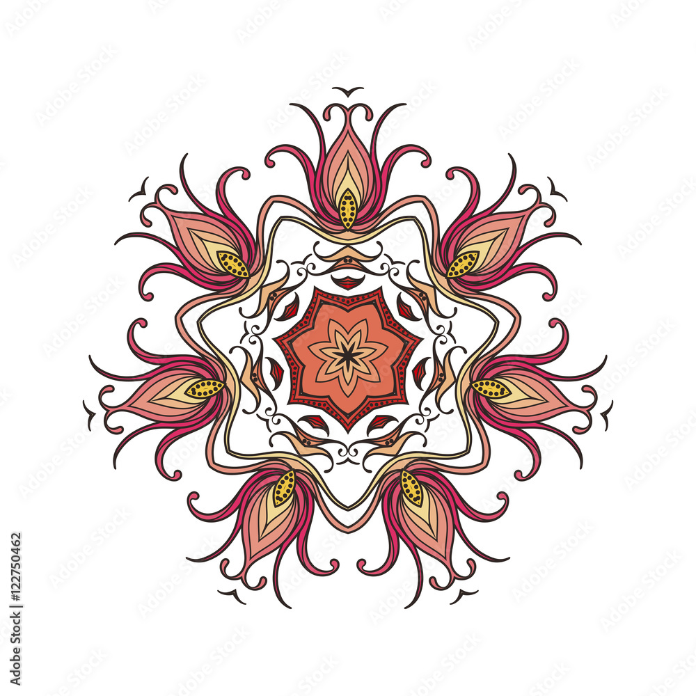 Fototapeta premium Vector mandala. Mehndi lace tattoo. Art Nouveau weave.