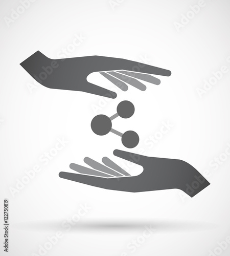 Isolated pair of hands protecting or giving  a network sign