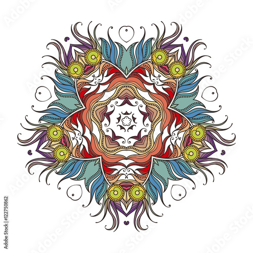 Vector mandala. Mehndi lace tattoo. Art Nouveau weave.