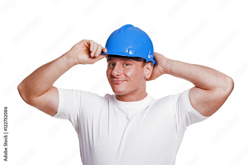 smiling handyman on white background fine portrait smiling handyman on white background fine portrait