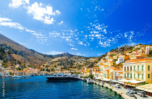 largest ship in port of Symi. pictorial Greece series- island, Dodecanes