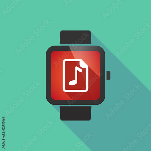 Free Download Long shadow smart watch with  a music score icon - GFXLoad