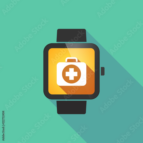 Long shadow smart watch with  a first aid kit icon