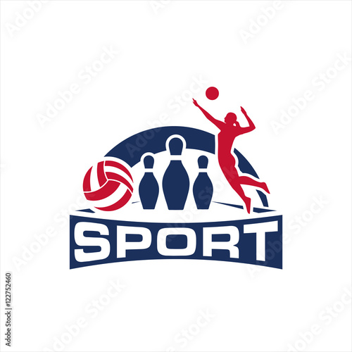 sport bowling, volley ball logo