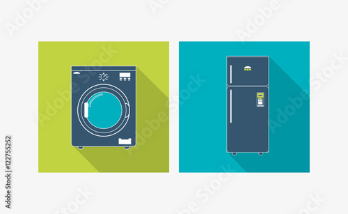 washing machine with fridge home electronic appliances image vector illustration