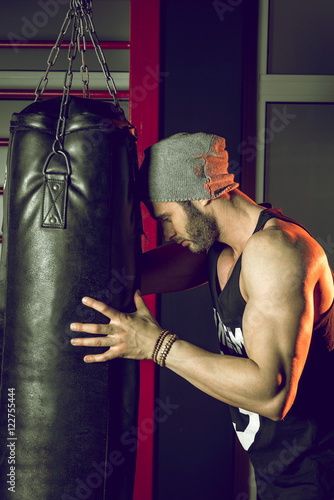 Man practicing boxing