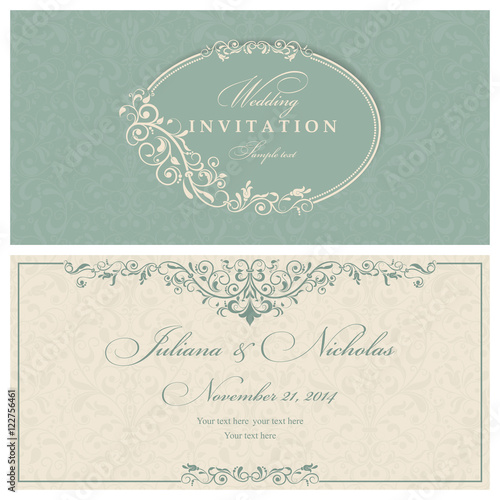 Set of 2 Wedding Invitation card Baroque