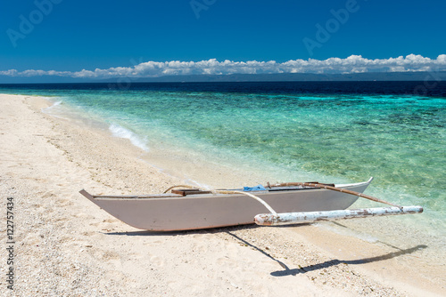 Beautiful beach against seaview with boat at Balicasag island, P