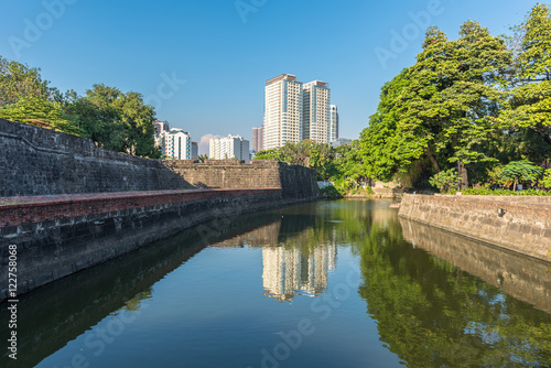 The view of Fort Santiago and buildings along the Pasay River, I