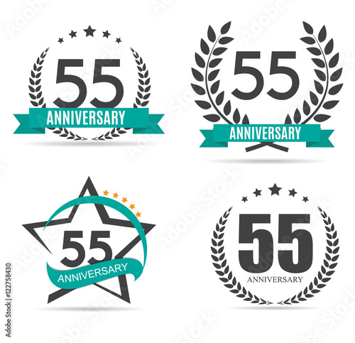 Template Logo 55 Years Anniversary Vector Illustration
