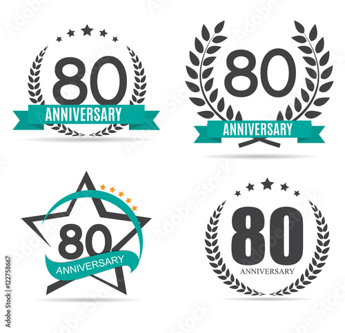 Template Logo 80 Years Anniversary Vector Illustration