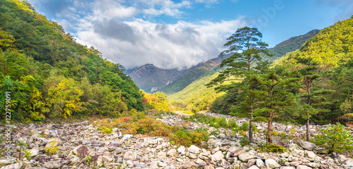 Seorak fall view in the morning light, Seoraksan National Park,