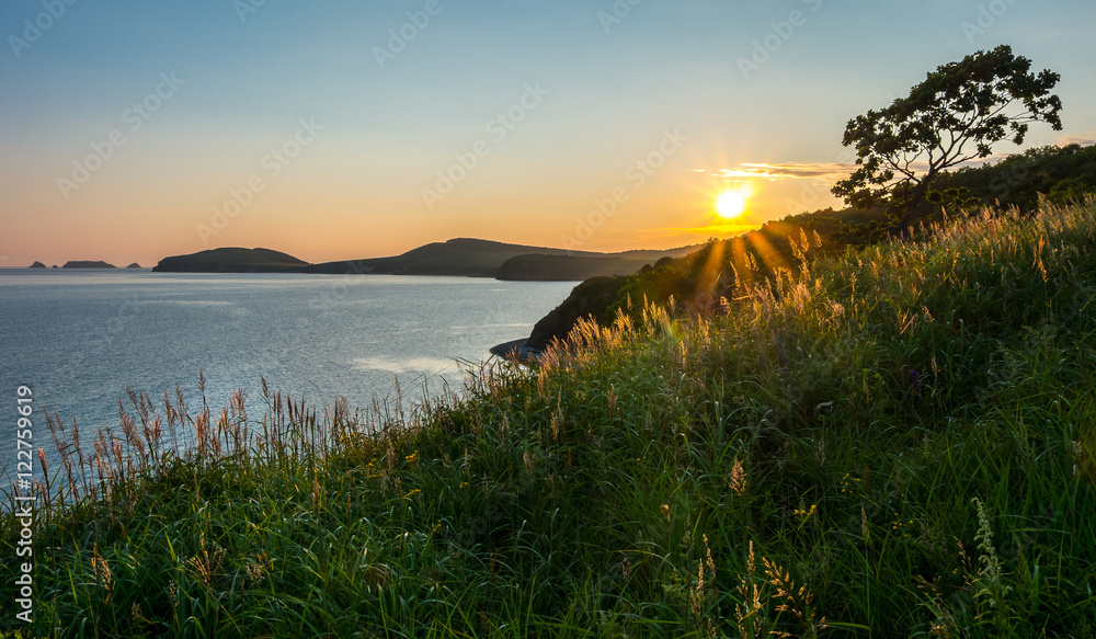 sunset view of russian isle Putyatin