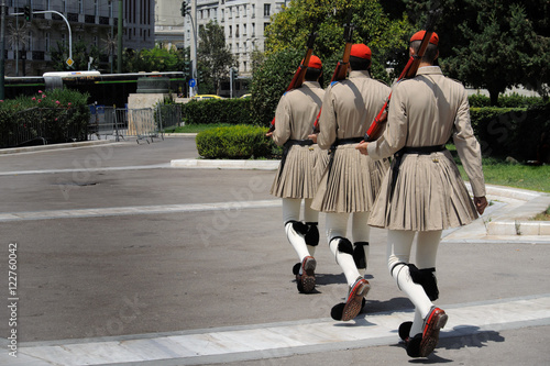 Evzones leaving the Constitution in Athens