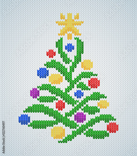 Christmas and New Year knitted pattern card