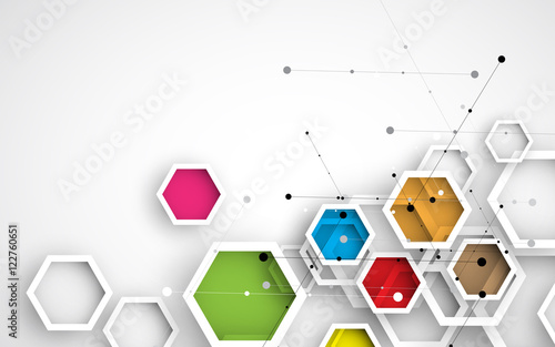 Abstract hexagon background. Technology polygonal design. Digital futuristic minimalism