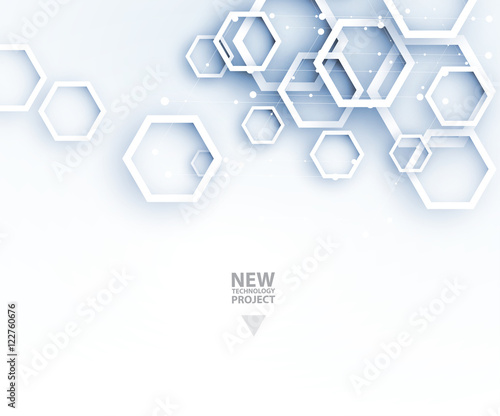 Abstract hexagon background. Technology polygonal design. Digital futuristic minimalism