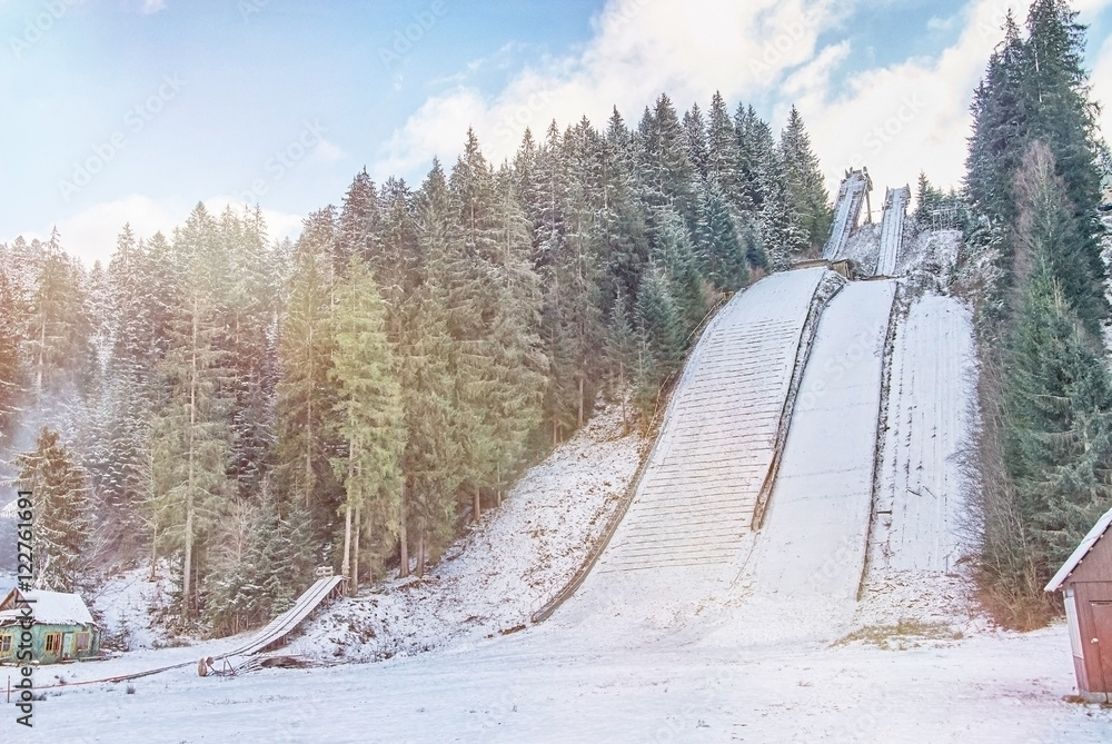 Jump ski ramp in Vorokhta, Ukraine
