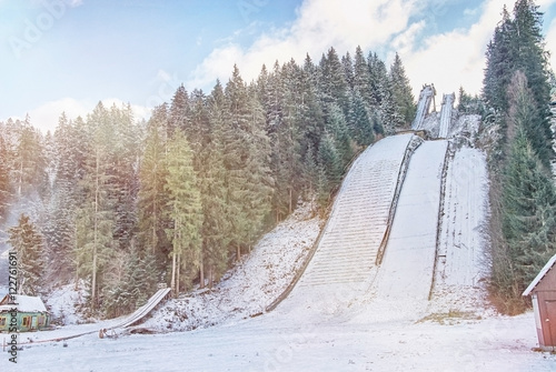 Obraz na płótnie Jump ski ramp in Vorokhta, Ukraine w salonie