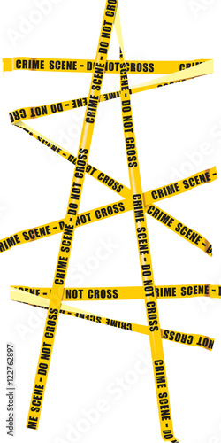 Isolated image of yellow police tape with the words - Do not cross