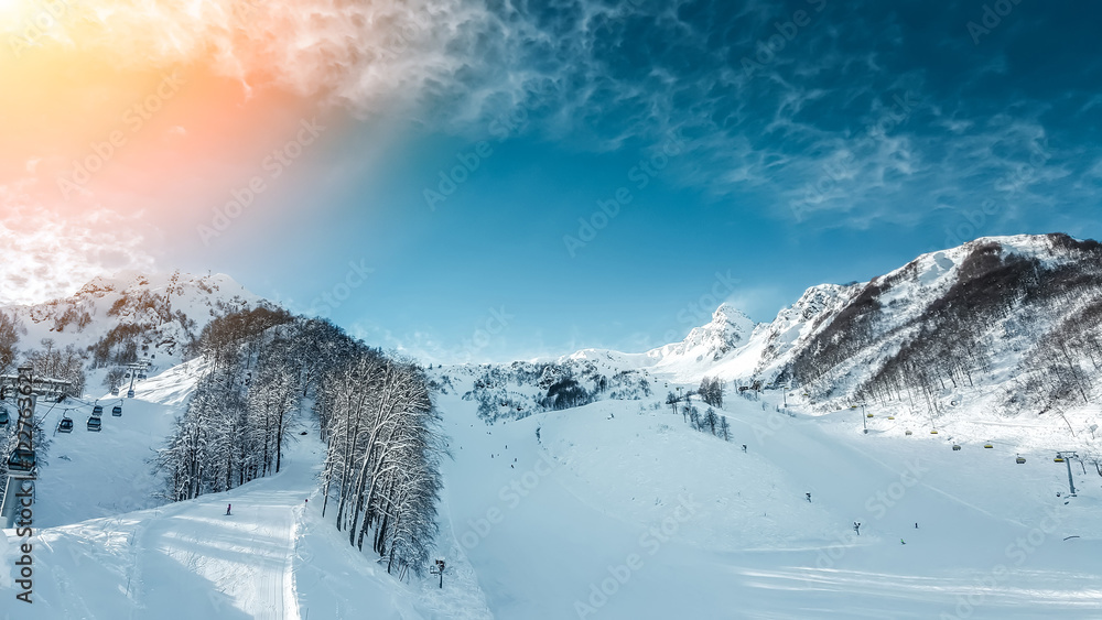 Obraz premium Mountain landscape panorama, ski slope