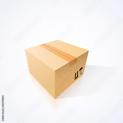 Closed cardboard box, vector illustration, isolated