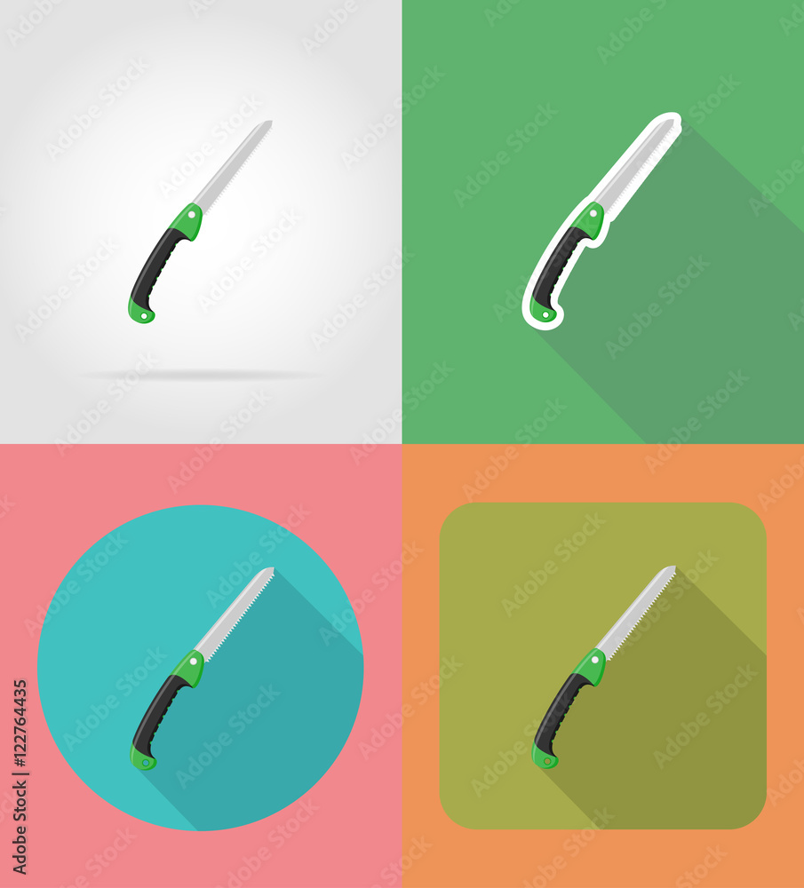 garden tool saw flat icons vector illustration garden tool saw flat icons vector illustration