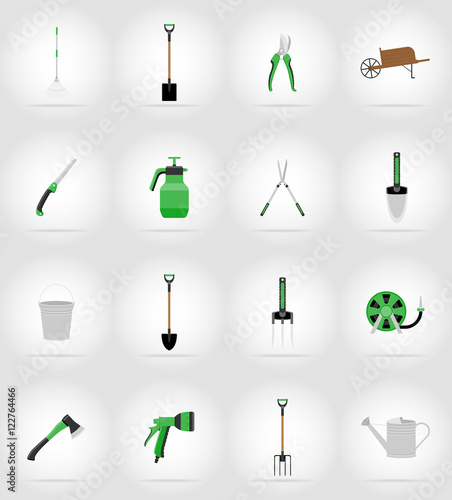 gardening tools flat icons vector illustration