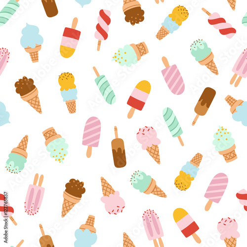 Assorted ice cream seamless pattern