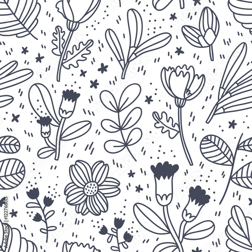 Black and white decorative floral pattern