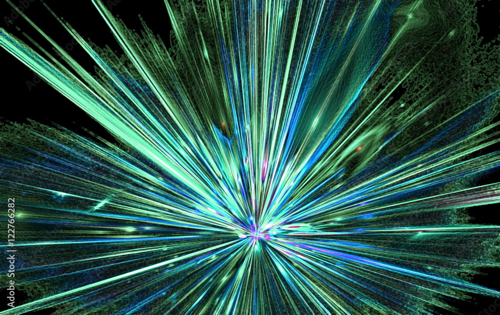 Obraz premium Shining a fantastic radial blast blue tint.Fractal art graphics