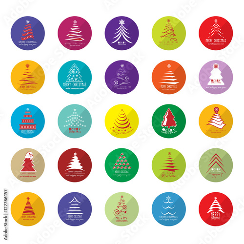 Christmas Tree Icons Set - Isolated On White Background - Vector Illustration, Graphic Design. For Web,Websites,Print,Presentation Templates,Mobile Applications And Promotional Materials