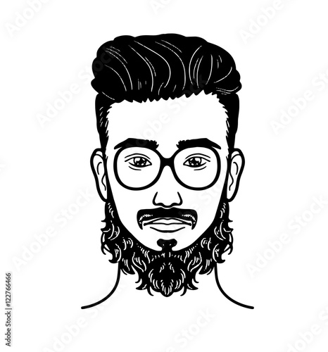 Vector portrait Hipster Image of bearded man for barbershop