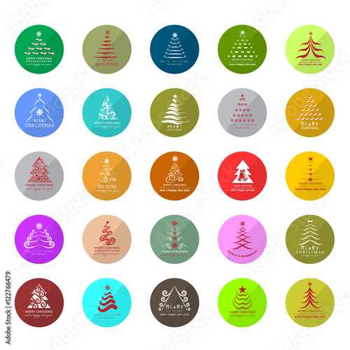 Christmas Tree Icons Set - Isolated On White Background - Vector Illustration, Graphic Design. For Web,Websites,Print,Presentation Templates,Mobile Applications And Promotional Materials