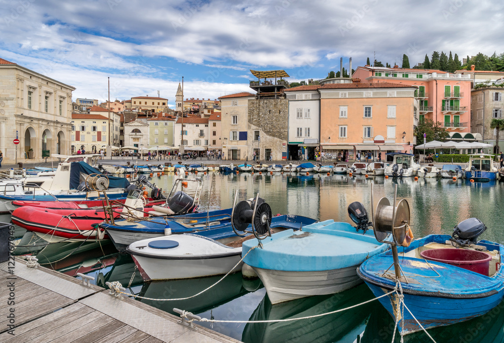 The marina in the town of Piran in Italy