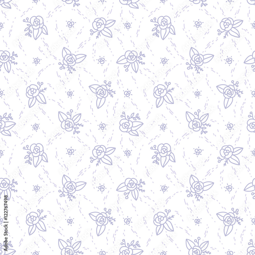 Little purple roses seamless pattern